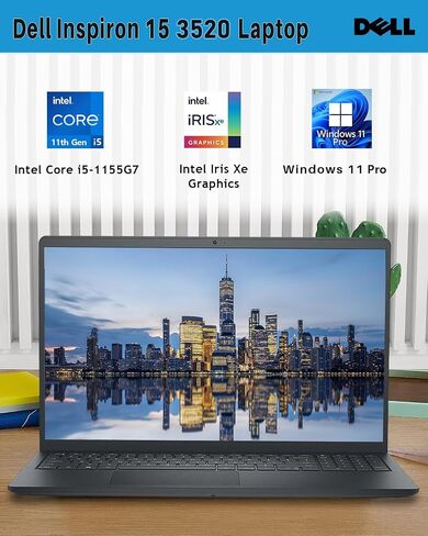 Dell Inspiron 15 3520 Business Laptop, 15.6 Inch FHD Touchscreen, Intel Core i5-1155G7, 16GB RAM, 1TB SSD, Windows 11 Pro, Numeric Keypad, Webcam, Wi-Fi, Bluetooth, Carbon Black in Saudi Arabia
