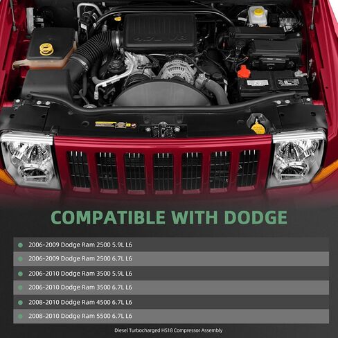 ضاغط تيار متردد HS18 - 8 بكرة متوافقة مع دودج رام 2500/3500/4000/4500/5500، 5.9 لتر/6.7 لتر، l6، 2005-2010# استبدال CO10902C 55111411AA 55111411AC 55111411AD 55111411AE محركات الديزل in Saudi Arabia
