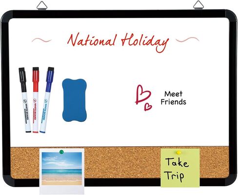 DumanAsen Small Dry Erase Board, 12x16 Magnetic Whiteboard & Cork Board Combo for Wall, Portable Combination Whiteboard for Home, Office, includes Markers, Eraser, Cord and Hanging Hardware in Saudi Arabia