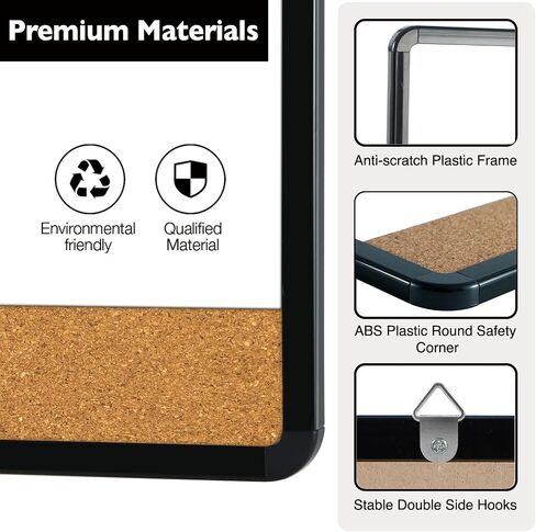 DumanAsen Small Dry Erase Board, 12x16 Magnetic Whiteboard & Cork Board Combo for Wall, Portable Combination Whiteboard for Home, Office, includes Markers, Eraser, Cord and Hanging Hardware in Saudi Arabia