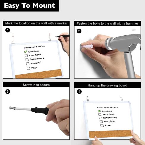لوحة مسح جافة صغيرة من DumanAsen، مجموعة سبورة بيضاء مغناطيسية مقاس 12 × 16 ولوحة الفلين للجدار، مجموعة سبورة بيضاء محمولة للمنزل والمكتب، تتضمن علامات وممحاة وسلك وأدوات تعليق in Kuwait