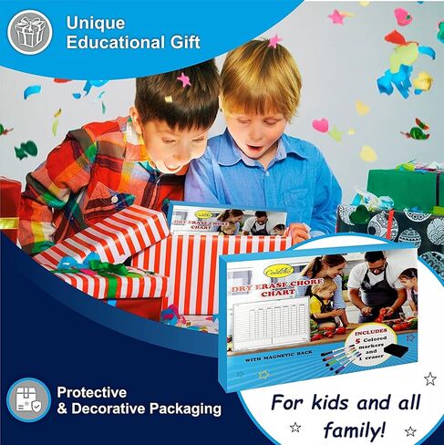 مخطط عمل مغناطيسي كبير للأطفال والمراهقين والبالغين - سبورة بيضاء قابلة للمسح الجاف - مخطط مكافآت السلوك - مخطط جدول المسؤولية الأسبوعي اليومي - 5 علامات وممحاة - منزل المدرسة in Kuwait