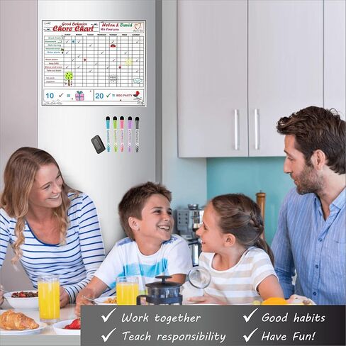 مخطط عمل مغناطيسي كبير للأطفال والمراهقين والبالغين - سبورة بيضاء قابلة للمسح الجاف - مخطط مكافآت السلوك - مخطط جدول المسؤولية الأسبوعي اليومي - 5 علامات وممحاة - منزل المدرسة in Kuwait