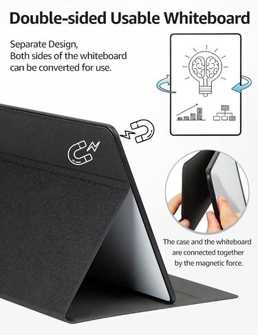 Portable Dry Erase Board,Magnetic Small White Board with Stand,Desktop Whiteboard Notebook with Pu Leather Cover,Reusable Double-Sided Wipe Board for School Office Home 11.8"X 7.8"(Black) in Saudi Arabia