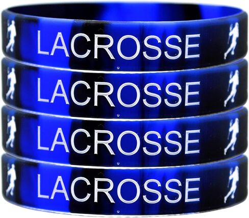 سوار معصم من السيليكون من LAX Player Lacrosse (4 عبوات) - مشغل LACROSSE (أزرق، أسود) in Saudi Arabia
