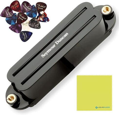 سيمور دنكان 11205-01-B Hot Rails® High Output Single Coil Size Humbuckers Strat Black Pickup Bundle مع 12x Fender Guitar Picks، وقماش تلميع الصوت السائل in Saudi Arabia