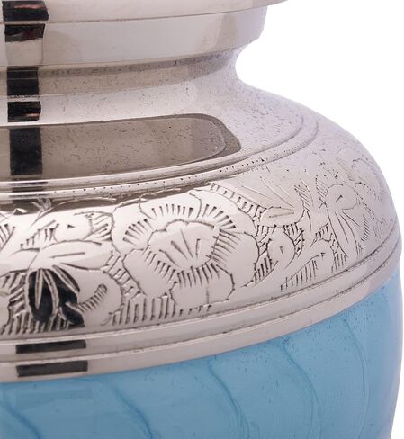 Light Blue Urns for Human Ashes Adult Male & Female - Handcrafted Large & Small Urns for Human Ashes Keepsake Along with A Cremation Necklace for Ashes in Saudi Arabia