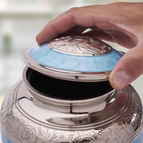 Light Blue Urns for Human Ashes Adult Male & Female - Handcrafted Large & Small Urns for Human Ashes Keepsake Along with A Cremation Necklace for Ashes in Saudi Arabia