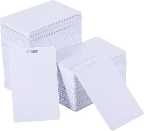 PATIKIL PVC Cards with Slot Punch, 100 Pcs 30Mil Graphic Quality Printable Vertical Blank Cards for ID Badge Business Card Credit Card, White in Kuwait