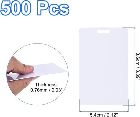 PATIKIL PVC Cards with Slot Punch, 100 Pcs 30Mil Graphic Quality Printable Vertical Blank Cards for ID Badge Business Card Credit Card, White in Kuwait