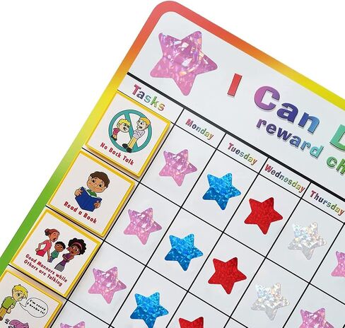 8 Colors Glitter Star Stickers, 1280 Package 0.6 inch (1.5 cm) Foil Star Self-Adhesives Labels on Sheet, Star Shape Reward Stickers for Kids Behavior in Saudi Arabia
