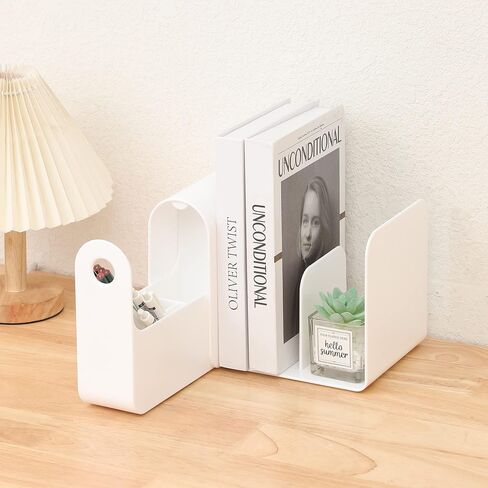Desk Organizer Office Organization and Desktop Storage, Vertical Magazine File Holder for Desk White, 4 Compartment Stationary Pen Organizer in Saudi Arabia
