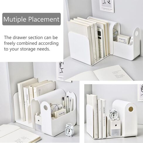 Desk Organizer Office Organization and Desktop Storage, Vertical Magazine File Holder for Desk White, 4 Compartment Stationary Pen Organizer in Saudi Arabia