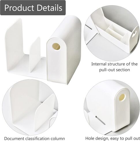 Desk Organizer Office Organization and Desktop Storage, Vertical Magazine File Holder for Desk White, 4 Compartment Stationary Pen Organizer in Saudi Arabia