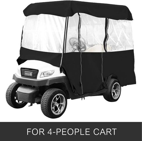 غطاء كامل من البوليستر VEVOR600D، يناسب معظم أغطية سيارات الأندية ذات العلامات التجارية، غطاء عربة جولف خارجي مقاوم للماء والشمس والغبار مع ثلاثة أبواب بسحاب، أسود in Kuwait
