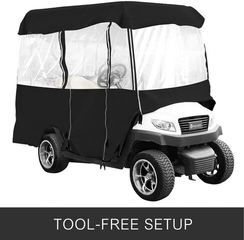 غطاء كامل من البوليستر VEVOR600D، يناسب معظم أغطية سيارات الأندية ذات العلامات التجارية، غطاء عربة جولف خارجي مقاوم للماء والشمس والغبار مع ثلاثة أبواب بسحاب، أسود in Kuwait