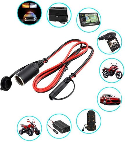 Car Cigarette Lighter Plug to SAE Quick Disconnect Adapter Extension Charging Cable 3.3 FT/16A Heavy Duty Power Supply CordCar Cigarette Lighter Plug (Female Socket) in Saudi Arabia