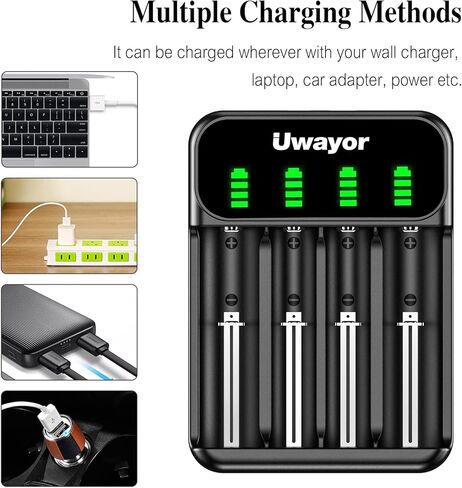 18650 شاحن بطارية 4 فتحات العالمي LED عرض شاحن بطارية ل 21700 20700 22700 26650 22650 26700 18350 18650 17650 17670 16340 3.7 فولت بطارية ليثيوم أيون قابلة للشحن in Kuwait