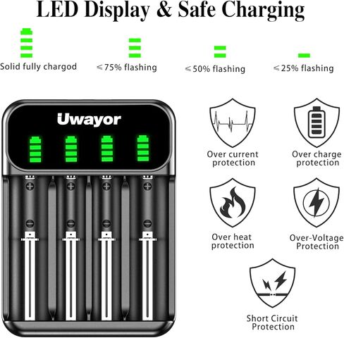18650 شاحن بطارية 4 فتحات العالمي LED عرض شاحن بطارية ل 21700 20700 22700 26650 22650 26700 18350 18650 17650 17670 16340 3.7 فولت بطارية ليثيوم أيون قابلة للشحن in Kuwait