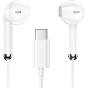 USB C Earphones Headset Headphone Wired Type C Earbuds Mic & Noise Cancelling USBC Ear Air Buds pods for iPhone 16 15 Pro Max, iPad Earpods Samsung Galaxy S25/S24/S23/, Google Pixel LG Moto