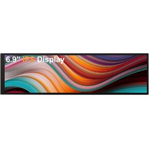 EDIY 6.9 Inch IPS Screen for Aida64 1280x400 Raspberry Pi PC CPU Sub Monitor GPU Vehicle Mounted Fan Speed Analog Long Bar Display with Drive Board