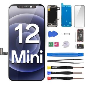 for iPhone 12 Mini Screen Replacement with Earspeaker Flex Cable Proximity Sensor 5.4" 3D Touch LCD Display Digitizer Full Assembly Front Glass Repair Fix Tools Kit A2176 A2398 A2399 A2400