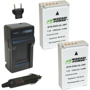 Wasabi Power 2-Pack Batteries & Charger for Nikon EN-EL22, MH-29, Nikon 1 J4, S2 (7V, 1200mAh)