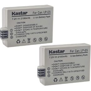 Kastar Battery (2-Pack) for LP-E5, LC-E5E Work with Canon EOS 450D, 500D, 1000D, Kiss F, Kiss X2, Kiss X3, Rebel XS, Rebel XSi, Rebel T1i Digital Cameras