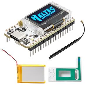 ESP LoRa V3 Development Board Kit with 3000mAh Battery and Case, SX1262 CP2102 915MHz, WiFi Bluetooth Integrated, OLED Display, LoRaWAN & Arduino Compatible for Meshtastic and IoT Projects