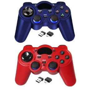 Rzzhgzq 2 Pack USB 2.4G Wireless Gaming Controller for PC/Laptop Computer (Windows XP/7/8/10)/ Android / PS3 & Steam Joystick Gamepad for pc Games Controller Compatible Android (Blue+red)
