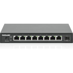Intellinet 9-Port Switch with 8 x 2.5G Ethernet Ports and 1 SFP+ Uplink - 60 Gbps Switch Fabric/Switching Capacity, Fanless, Wall-Mountable – 3 Yr Mfg Warranty – 562096