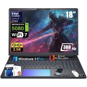 Alienware 18 Area-51 Gaming Laptop - Intel Ultra 9 275HX (24-Core, Up to 5.4GHz), RTX 5080 GDDR7, 16" 2.5K QHD+ 300Hz, 64GB DDR5, 2TB SSD, Backlit KB, w/DVD Drive, Win 11 Pro, Office Lifetime