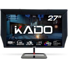 Kado 27" Gaming Monitor 2560x1440 144Hz HDR400 QHD Fast IPS AMD FreeSync Premium HDMI DisplayPort 1ms Height Adjustable Built-in Speakers Gunmetal Black (E275B-QPN Series)