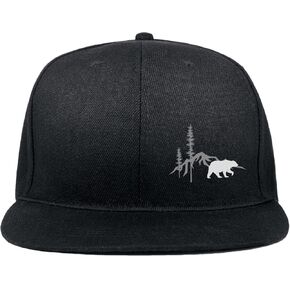 Skull Hat Snapback Hats for Men Boys Skeleton Cap Black Flat Bill Brim Trucker Snap Backpack Hat