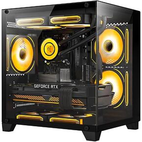 Panorama Gaming PC Desktop - AMD Ryzen 5 5600X 3.7 GHz, RTX 3060 12GB, 32GB DDR4 RAM 3200, 1TB M.2 PCIE + 2TB SATA SSD, 240mm AIO, 11AC Wi-Fi, Windows 11 Pro 64-bit Desktop Computer, Black