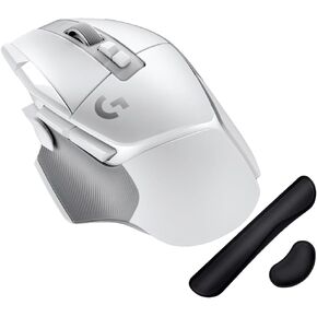Logitech 910-006187 G502 X Lightspeed Wireless Gaming Mouse White Bundle with Deco Essentials Keyboard and Mouse Gel Memory Foam Wrist Pads, Universal Design, Added Comfort