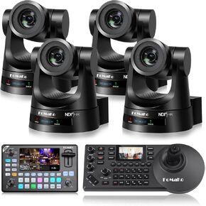 FoMaKo NDI Camera 20X Optical Zoom NDI PTZ Camera HDMI(4pcs), for Church and Exhibition Live Streaming Including Art Exhibition (BN202 + KC602+KN20A x2)