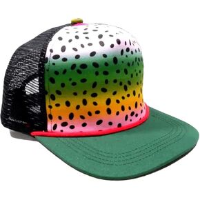 Trout Skin Snapback Trucker Hat Cap Fly Fishing Fisherman Rainbow Brown