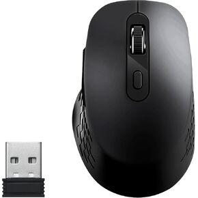 Wireless Mouse,2.4G USB Computer Mouse with 3-Level, Silent Quiet Click, Ergonomic, 6 Buttons Portable for PC,Laptop,Chromebook,Mac - Black