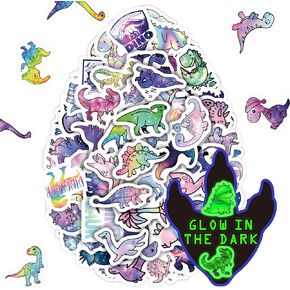 Glow in The Dark Holographic Animals Water Bottle Stickers for Kids, 70 Pcs Vinyl Waterproof Decals for Laptop, Phone Case Scrapbooking Decor for Teens Girls Boys Adults