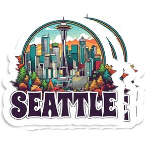 (3pcs) Seattle Washington Sticker - Suitcase Sticker - Luggage Stickers - Notebook Stickers - Laptop Stickers - Seattle Travel Sticker - Journal Sticker - Funny Gift (Size 3""), White