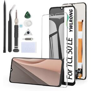 YWLRONG Display for TCL 50 LE Screen Replacement LCD Touch Screen Digitizer Assembly for T510SPP/TCL K24 T434D T434W with Tools (Black)
