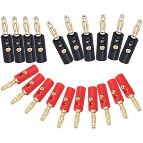20pcs 4mm Black Red Banana Plug Gold Plated Audio Speaker Wire Cable Banana Connector Adapter