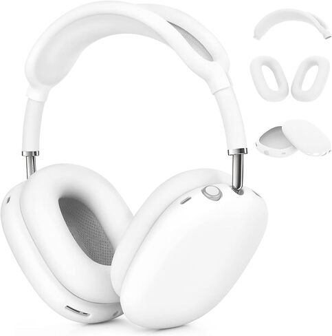 Silicone Case Cover for AirPods Max Headphones, Ear Pad Case/Ear Cups/Headband Cover for AirPods Max USB-C (2024), Anti-Scratch Accessories Silicone Protector for Apple Headphone, White in Saudi Arabia