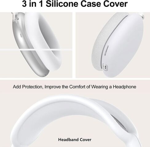 Silicone Case Cover for AirPods Max Headphones, Ear Pad Case/Ear Cups/Headband Cover for AirPods Max USB-C (2024), Anti-Scratch Accessories Silicone Protector for Apple Headphone, White in Saudi Arabia