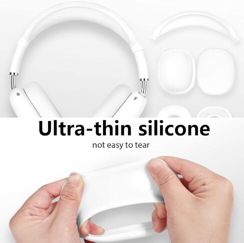 Silicone Case Cover for AirPods Max Headphones, Ear Pad Case/Ear Cups/Headband Cover for AirPods Max USB-C (2024), Anti-Scratch Accessories Silicone Protector for Apple Headphone, White in Saudi Arabia