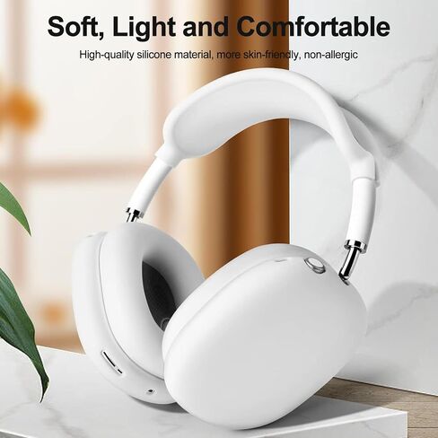 Silicone Case Cover for AirPods Max Headphones, Ear Pad Case/Ear Cups/Headband Cover for AirPods Max USB-C (2024), Anti-Scratch Accessories Silicone Protector for Apple Headphone, White in Saudi Arabia