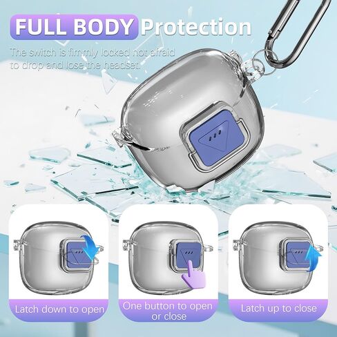 Upgrade Secure Lock for JBL Tune Flex 2 Case Cover with Cleaner kit, Clear TPU Protective Cover with JBL Tune Flex 2 True Wireless Noise Cancelling Earbuds Charging Case with Carabiner-Clear in Kuwait
