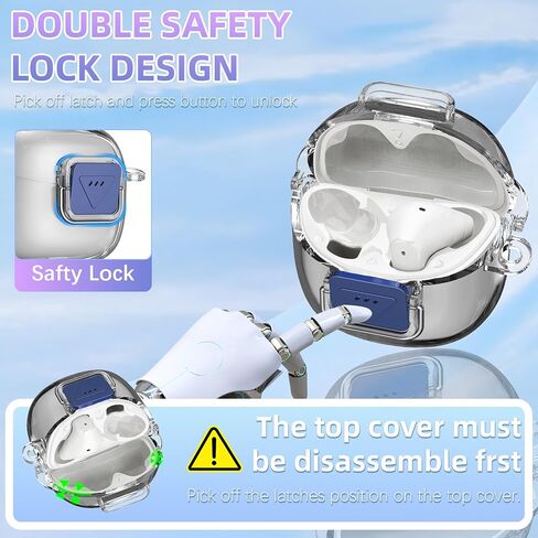 Upgrade Secure Lock for JBL Tune Flex 2 Case Cover with Cleaner kit, Clear TPU Protective Cover with JBL Tune Flex 2 True Wireless Noise Cancelling Earbuds Charging Case with Carabiner-Clear in Kuwait