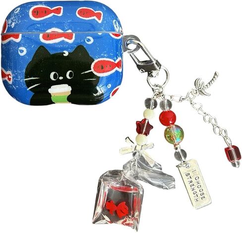 علبة الأذن لـ AirPods 4 ، لطيف TPU Floral Floral Cartoon Cartoon Pattern Governes Wover ، متوافق مع AirPods Generation For Women Girls (CAT) in Kuwait